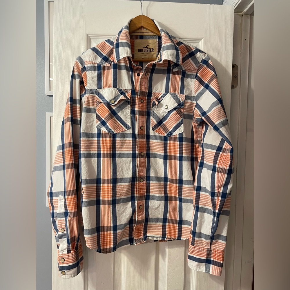 Mens Medium Hollister Co casual button down long sleeve shirt beach surf